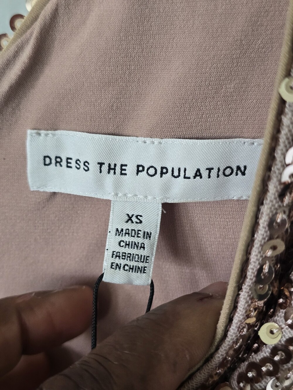 Dress The Population NWT Gold Sequin Fringe Maxi Gown XS $598 Deep V Formal - Picture 11 of 16
